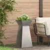 Søjle Plantekasse 2 stk - Moderne Trapezoidalt Design | Farve: Sølv | Størrelse: 35x35x73 cm