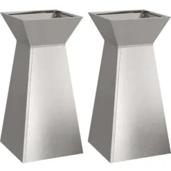 Søjle Plantekasse 2 stk - Moderne Trapezoidalt Design | Farve: Sølv | Størrelse: 35x35x73 cm