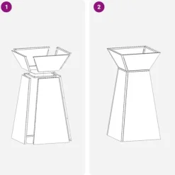 Søjle Plantekasse 2 stk - Moderne Trapezoidalt Design | Farve: Sølv | Størrelse: 35x35x73 cm
