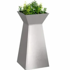 Søjle Plantekasse 2 stk - Moderne Trapezoidalt Design | Farve: Sølv | Størrelse: 35x35x73 cm