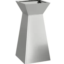 Søjle Plantekasse i stål – Moderne trapezoid design | Størrelse: 35x35x73 cm | Farve: Sølv