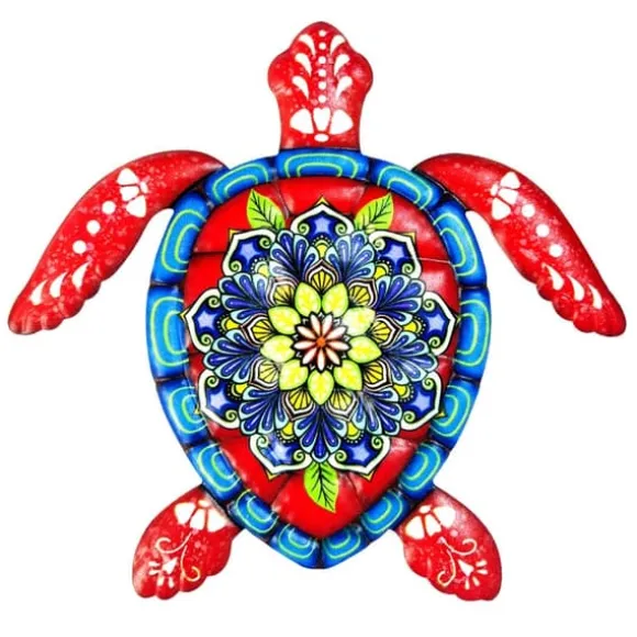 Skildpadde jern Vægskilt Have Ornament 21,5x20cm - Rød