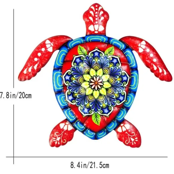 Skildpadde jern Vægskilt Have Ornament 21,5x20cm - Rød