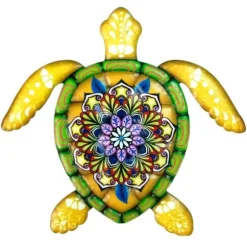 Skildpadde jern Vægskilt Have Ornament 21,5x20cm - Gul