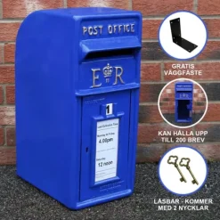 Skotsk Postkasse - Blå | Royal Mailbox med Lås Bryllupspynt Dekorationer til Barnedåb Dekorationer til Haven Dekorationer til Haven Begivenheder Briti | CDON