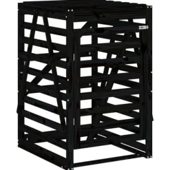 Skraldespandsskjuler i massivt fyrretræ - Udendørs affaldsskjuler | Størrelse: 84x90x128,5 cm | Farve: Sort
