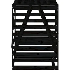 Skraldespandsskjuler i massivt fyrretræ - Udendørs affaldsskjuler | Størrelse: 84x90x128,5 cm | Farve: Sort