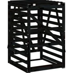 Skraldespandsskjuler i massivt fyrretræ - Udendørs affaldsskjuler | Størrelse: 84x90x128,5 cm | Farve: Sort