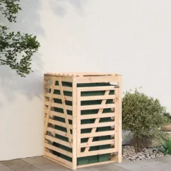 Skraldespandsskjuler i massivt fyrretræ - Udendørs affaldsskjuler | Størrelse: 84x90x128,5 cm