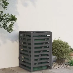 Skraldespandsskjuler i massivt fyrretræ 84x90x128,5 cm | Farve: Grå