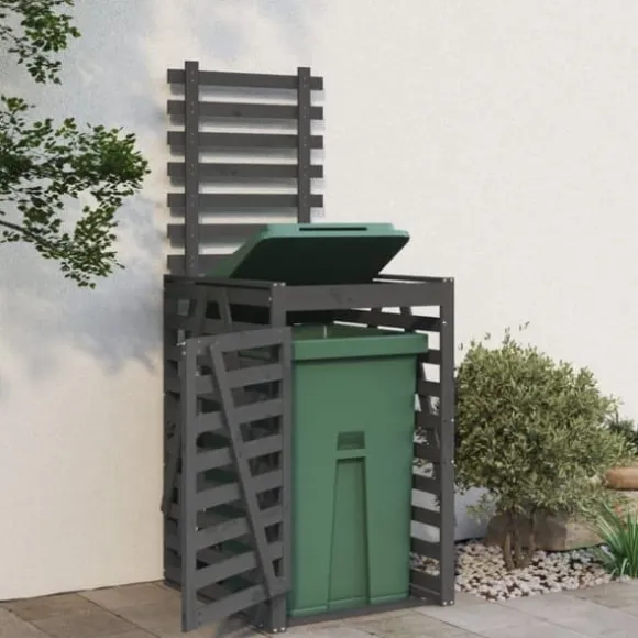 Skraldespandsskjuler i massivt fyrretræ 84x90x128,5 cm | Farve: Grå