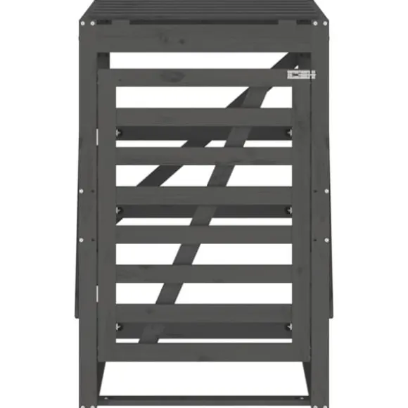 Skraldespandsskjuler i massivt fyrretræ 84x90x128,5 cm | Farve: Grå