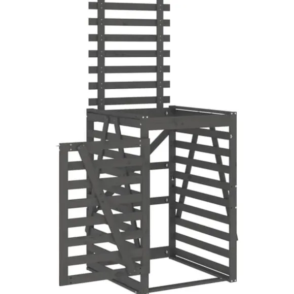 Skraldespandsskjuler i massivt fyrretræ 84x90x128,5 cm | Farve: Grå