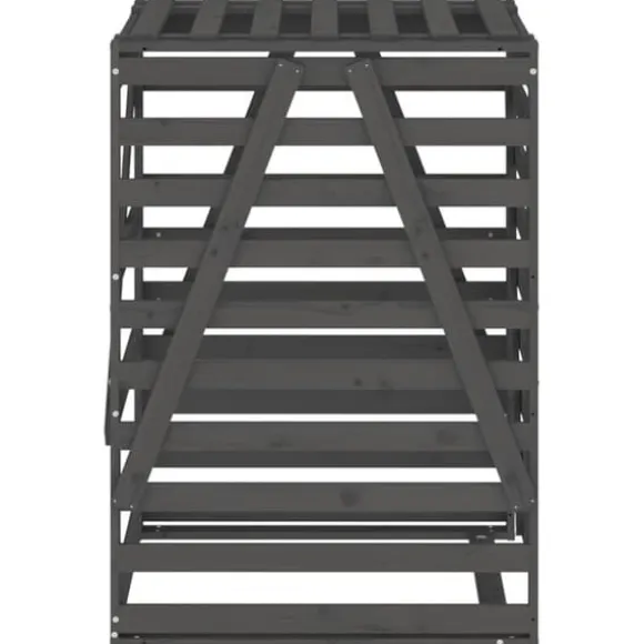 Skraldespandsskjuler i massivt fyrretræ 84x90x128,5 cm | Farve: Grå