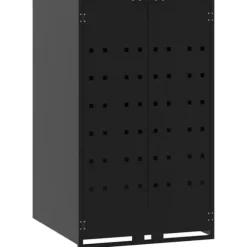 Skraldespandsskjuler i stål - 6 rum | Farve: Sort | Størrelse: 414x79x117 cm