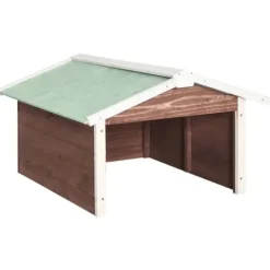 Skur til robotplæneklipper 72x87x50 cm fyrretræ brun og hvid - Træskur Til Plæneklipper - Træskure Til Plæneklippere - Home & Living