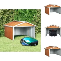 Skure & Redskabsskure - Living garage til robotplæneklipper 92x97x63 cm galvaniseret stål brun
