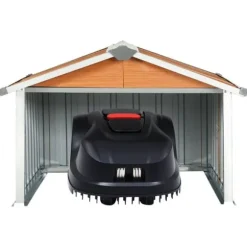 Skure & Redskabsskure - Living garage til robotplæneklipper 92x97x63 cm galvaniseret stål brun
