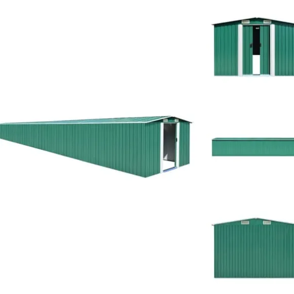 Skure & Redskabsskure - Living haveskur 257x990x181 cm galvaniseret stål grøn