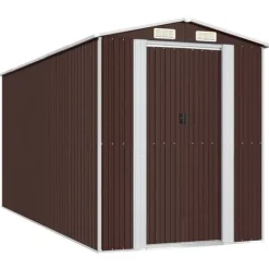 Skure & Redskabsskure - Living haveskur 192x440x223 cm galvaniseret stål mørkebrun
