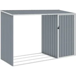 Skure & Redskabsskure - Living brændeskur 245x98x159 cm galvaniseret stål grå