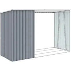 Skure & Redskabsskure - Living brændeskur 245x98x159 cm galvaniseret stål grå