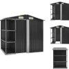 Skure & Redskabsskure - Living haveskur med reol 205x130x183 cm jern antracitgrå