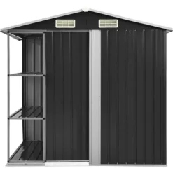 Skure & Redskabsskure - Living haveskur med reol 205x130x183 cm jern antracitgrå