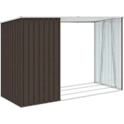 Skure & Redskabsskure - Living brændeskur 245x98x159 cm galvaniseret stål brun