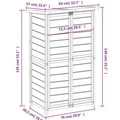 Skure & Redskabsskure - Living redskabsskur til haven 83x57x140 cm massivt fyrretræ mokkafarve