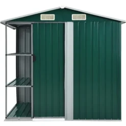 Skure & Redskabsskure - Living haveskur med reol 205x130x183 cm jern grøn