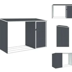 Skure & Redskabsskure - Living brændeskur 245x98x159 cm galvaniseret stål antracitgrå