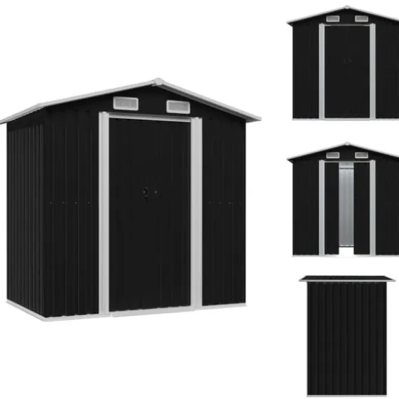 Skure & Redskabsskure - Living opbevaringsskur til haven 204x132x186 cm stål antracitgrå