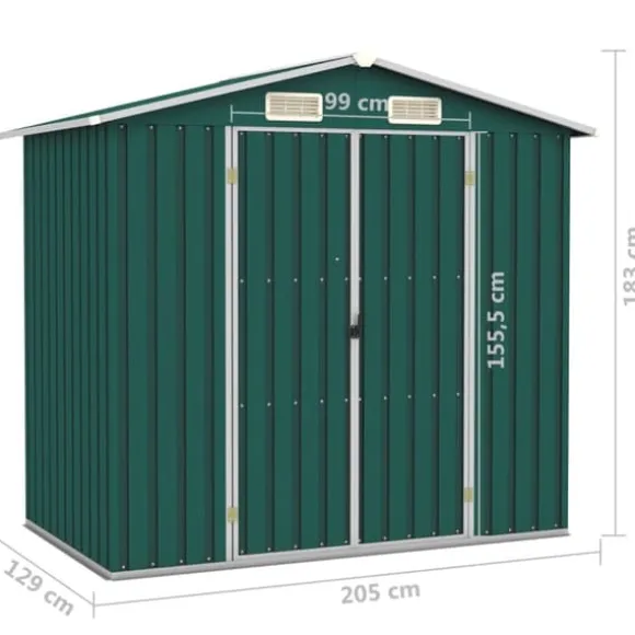 Skure & Redskabsskure - Living haveskur 205x129x183 cm galvaniseret stål grøn