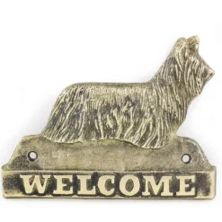 Skye Terrier - dørplade med hund, velkomstplade af messing, unikt skilt med inskriptionen Welcome by Art-Dog
