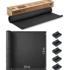 Skyggenet 1,5x25m 140g/m2 + 50 klemmer grå