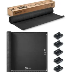 Skyggenet 1,2x50m 140g/m2 + 50 klemmer grå