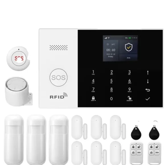 Smart Alarm System, Mobil Kontrol, Bevægelsesdetekteringssensorer,D, EU-stik