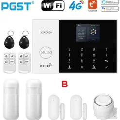 Smart Alarm System, Mobil Kontrol, Bevægelsesdetekteringssensorer,EU stik, B