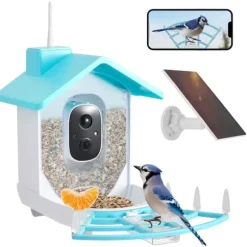 Smart Fuglefoder, 1080P HD Kamera, AI Arter Identifikation,Blå