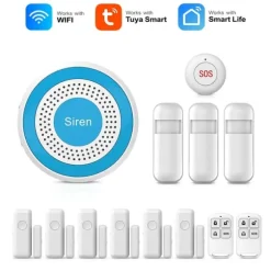 Smart Home Alarm System, Trådløs Forbindelse, App-Styret,WiFi Alarm Kit D, EU Stik