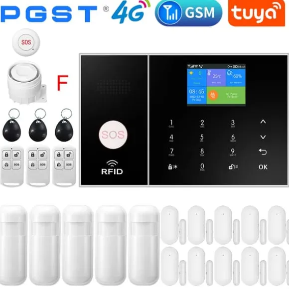 Smart Home Alarm System, WiFi & 4G Forbindelse, Bevægelsesdetektion,F, EU stik