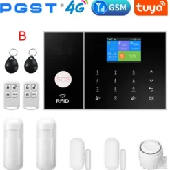 Smart Home Alarm System, WiFi & 4G Forbindelse, Bevægelsesdetektion,EU-stik, B