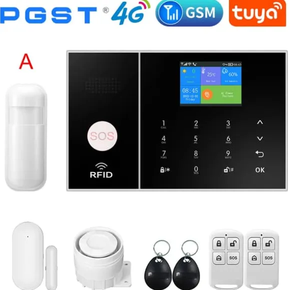 Smart Home Alarm System, WiFi & 4G Forbindelse, Bevægelsesdetektion,EU-stik, A