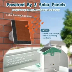 Smart Soldrevet Fugleføder med AI Kamera, Identificerer 10000+ Fuglearter, Automatisk Foderudlevering, Robuste Materialer.