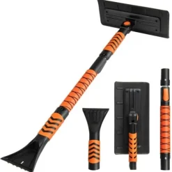 Sne skovl og isskraber, 31x15x84-104 cm, orange