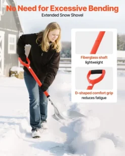 Sneskovl - Snerydningsskovl - Bredde 35 cm - Aluminium - D-formet håndtag - Letvægt - Stor kapacitet - Til indkørsel, have, bil og camping