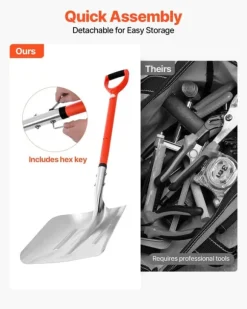 Sneskovl - Snerydningsskovl - Bredde 35 cm - Aluminium - D-formet håndtag - Letvægt - Stor kapacitet - Til indkørsel, have, bil og camping