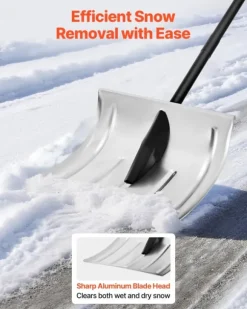 Sneskovl - Til Indkørsel - Bredde 40 cm - Aluminiumslegering - Skridsikkert Greb - Stor Kapacitet - Aftageligt Design - Letvægt
