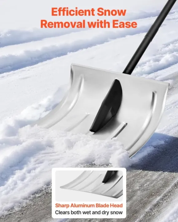 Sneskovl - Til Indkørsel - Bredde 40 cm - Aluminiumslegering - Skridsikkert Greb - Stor Kapacitet - Aftageligt Design - Letvægt